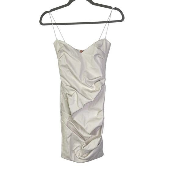 Nookie Rhea Faux Leather Mini Dress Ruched Sexy Party Clubbing White Size XS - Picture 4 of 13